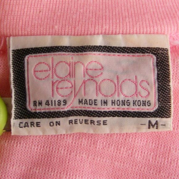 Elaine Reynolds Top, VINTAGE M/S, Pink Textured Terry, Short sleeve, V-neck - Picture 11 of 12